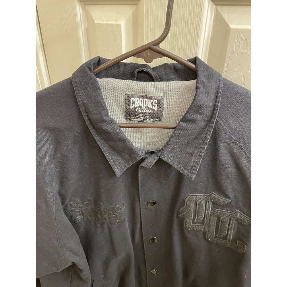 RARE Vintage 2008 Men's Crooks & Castles 'God, Guns & Money' Jacket Black Read* - Picture 16 of 16